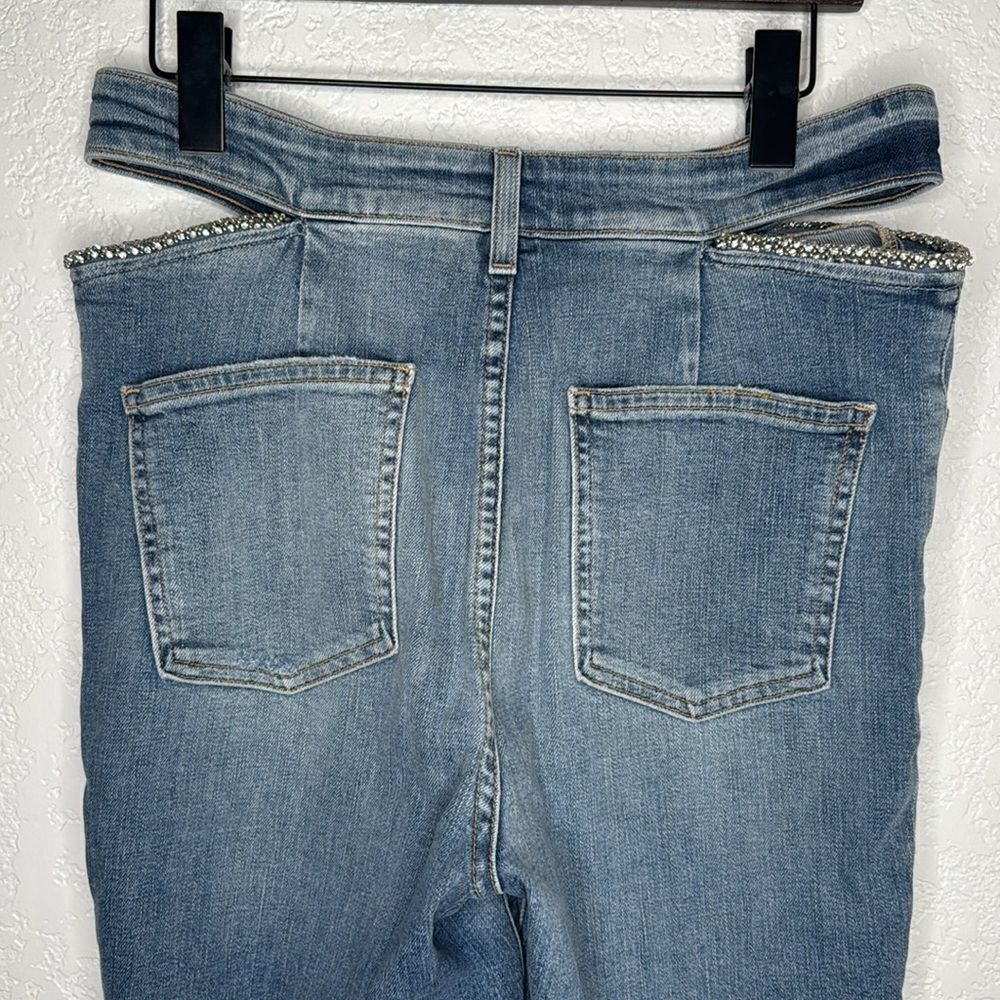 NWT Jonathan SIMKHAI Amelia Straight Leg Denim Jeans Size 31 Embellished - Picture 7 of 15